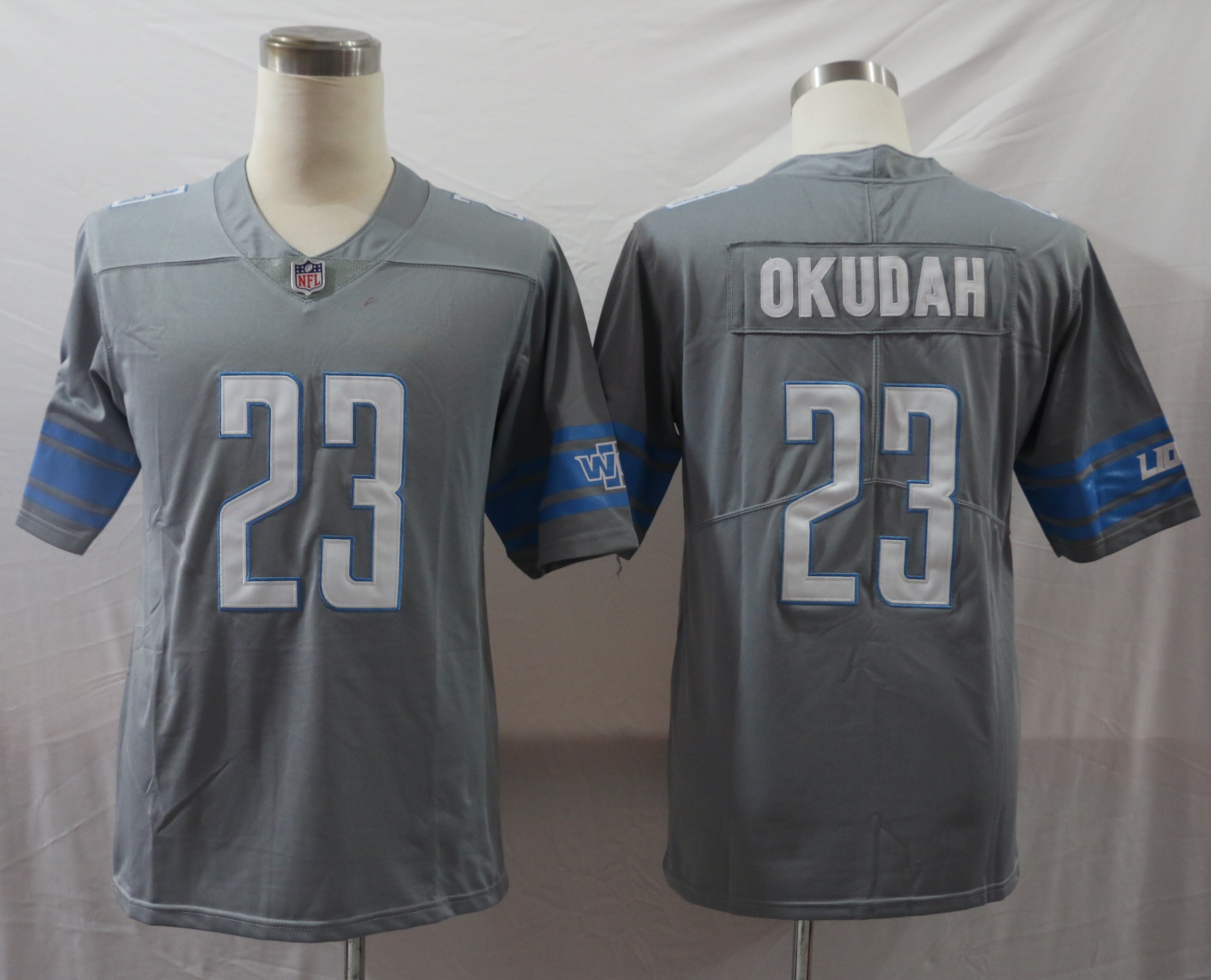 Men's Detroit Lions Jeff Okudah #23 Gray Jersey
